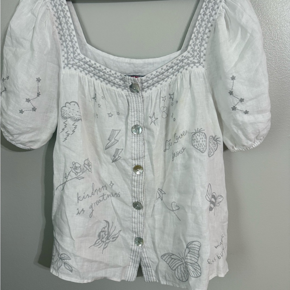 Johnny Was White Linen Embroidered Set - Picture 2 of 9
